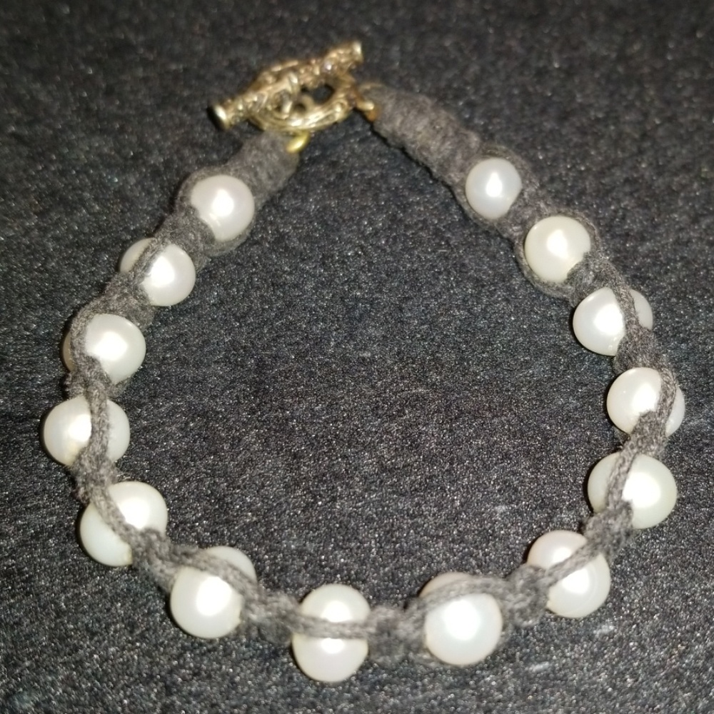 Black Woven Pearl Bracelet